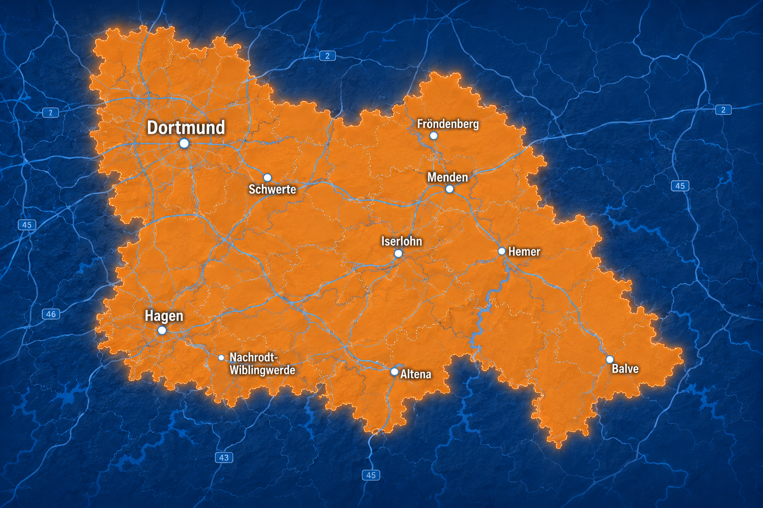 Karte von Iserlohn und Umgebung